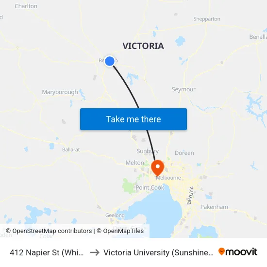 Rheola St/Napier St to Victoria University (Sunshine Campus) map