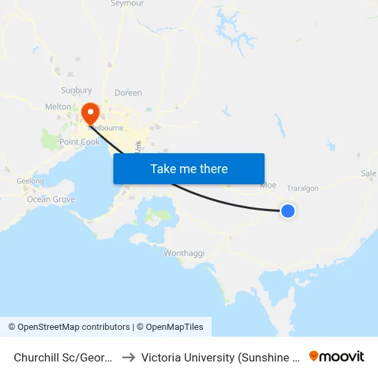 Churchill Sc/Georgina Pl to Victoria University (Sunshine Campus) map