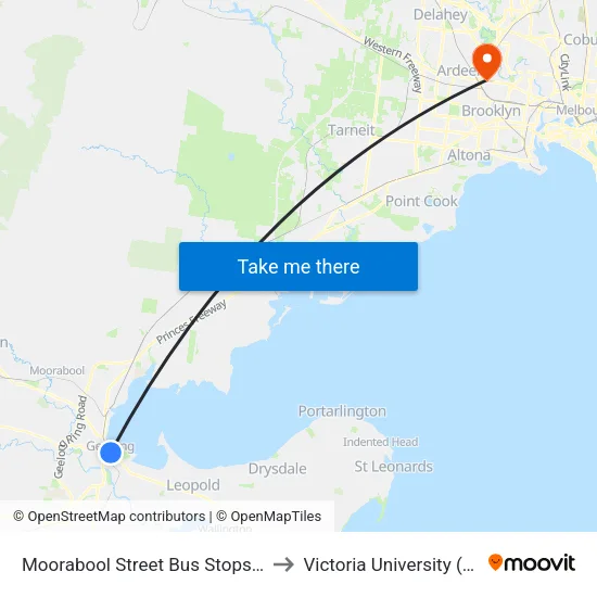 Moorabool Street Bus Stops/Moorabool St to Victoria University (Sunshine Campus) map