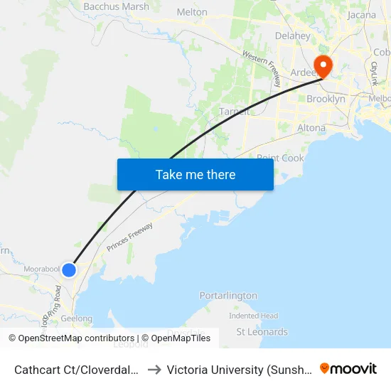 Cathcart Ct/Cloverdale Dr to Victoria University (Sunshine Campus) map