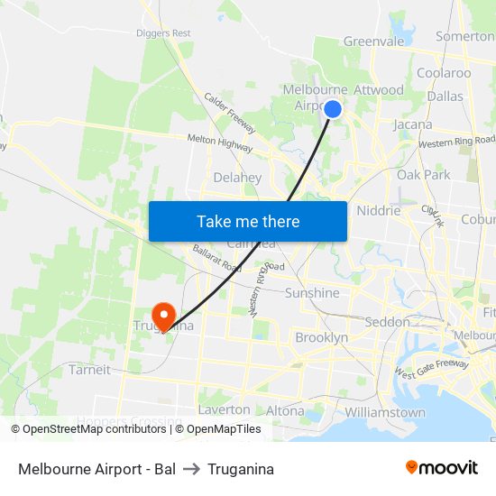 Melbourne Airport - Bal to Truganina map