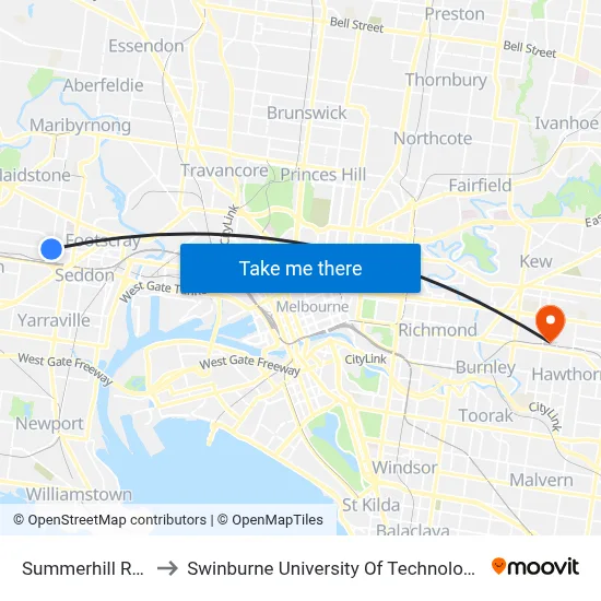 Summerhill Rd/Barkly St to Swinburne University Of Technology (Hawthorn Campus) map