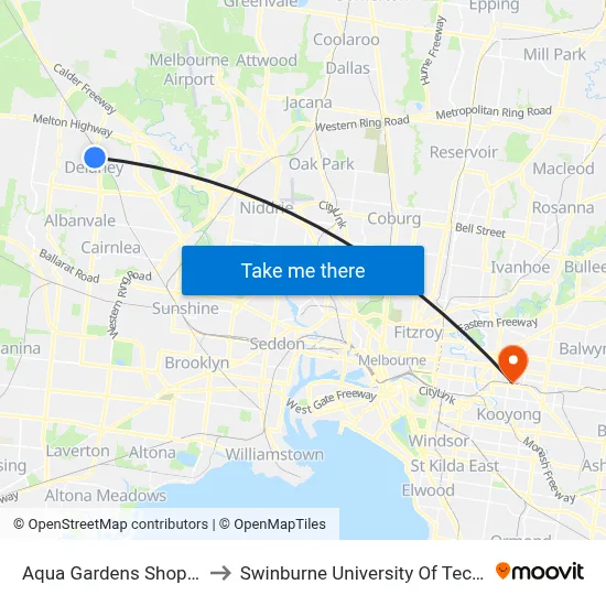 Aqua Gardens Shopping Centre/Kings Rd to Swinburne University Of Technology (Hawthorn Campus) map