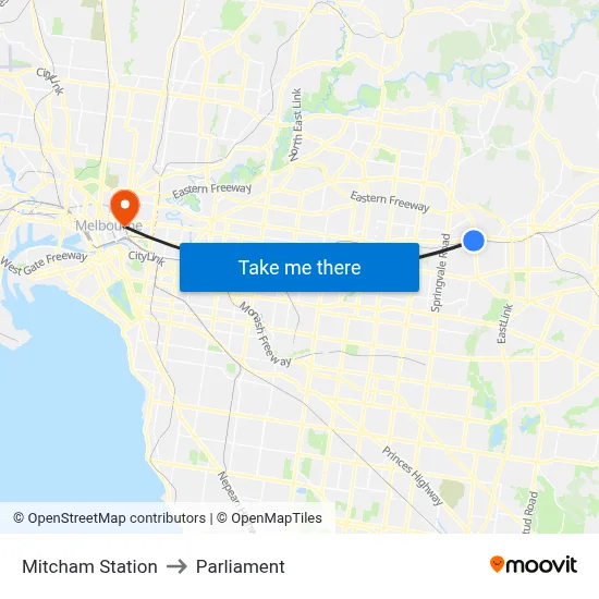 Mitcham Station to Parliament map