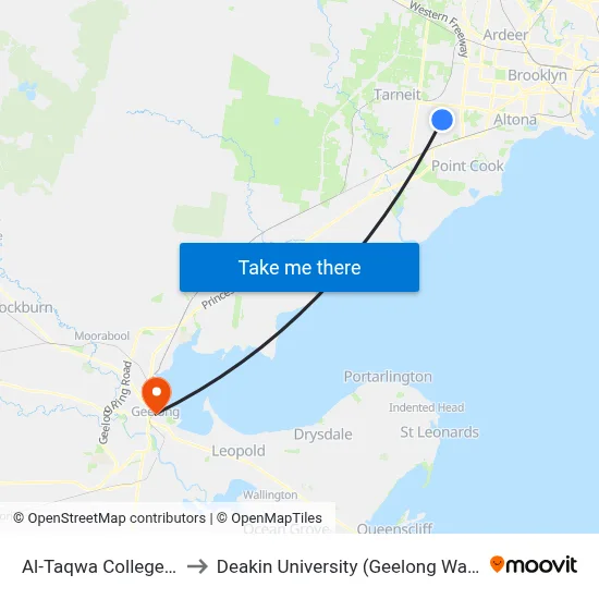 Al-Taqwa College/Sayers Rd to Deakin University (Geelong Waterfront Campus) map