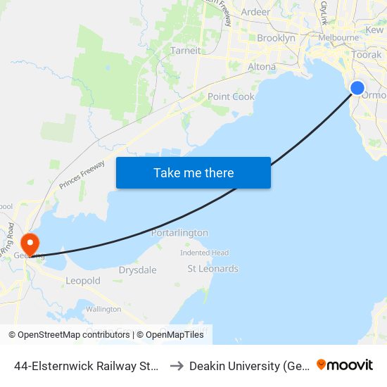 44-Elsternwick Railway Station/Glenhuntly Rd (Elsternwick) to Deakin University (Geelong Waterfront Campus) map