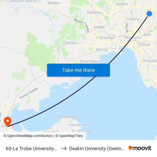 60-La Trobe University/Plenty Rd (Bundoora) to Deakin University (Geelong Waterfront Campus) map