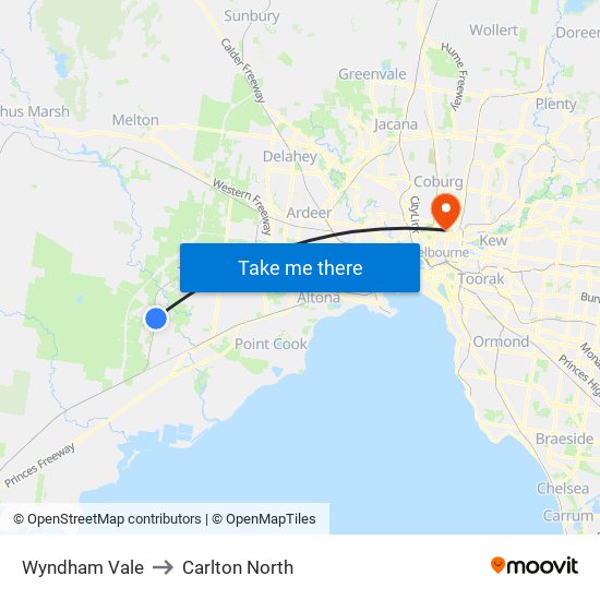 Wyndham Vale to Carlton North map