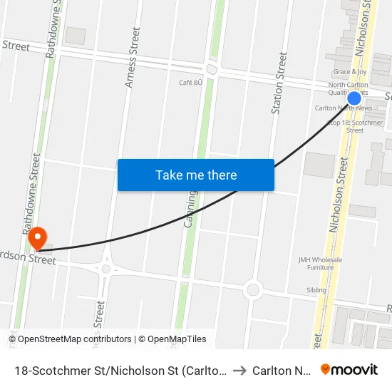 Scotchmer St/Nicholson St #18 to Carlton North map
