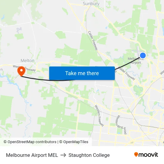 Melbourne Airport MEL to Staughton College map