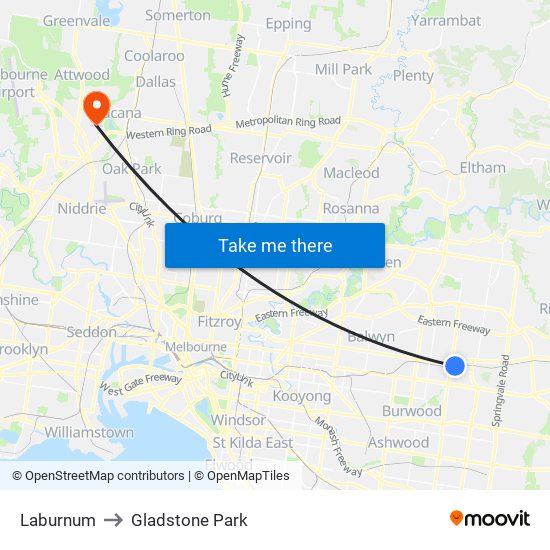 Laburnum to Gladstone Park map