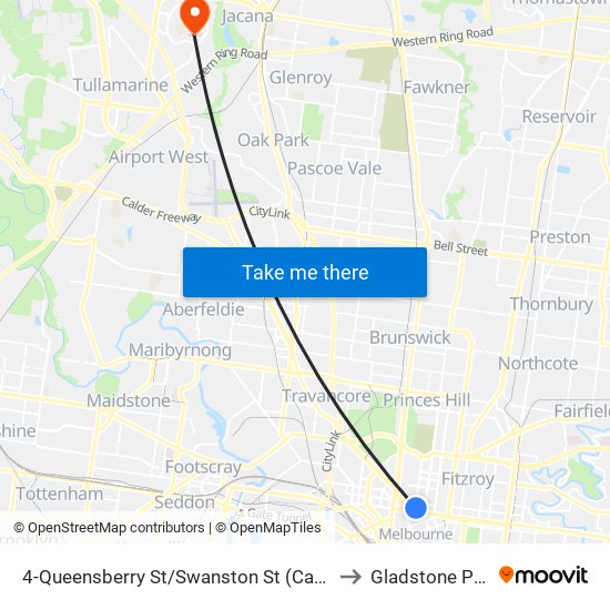 4-Queensberry St/Swanston St (Carlton) to Gladstone Park map