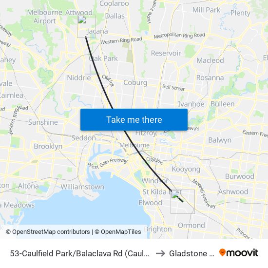 53-Caulfield Park/Balaclava Rd (Caulfield North) to Gladstone Park map