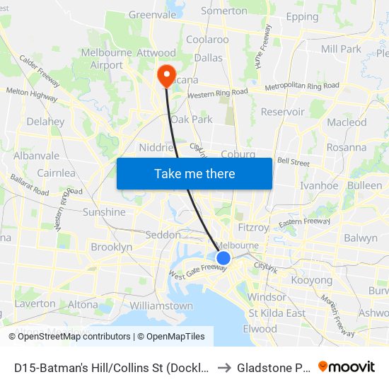 D15-Batman's Hill/Collins St (Docklands) to Gladstone Park map