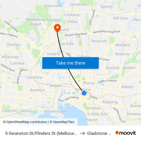 5-Swanston St/Flinders St (Melbourne City) to Gladstone Park map