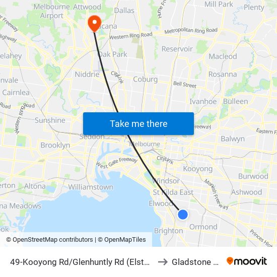 49-Kooyong Rd/Glenhuntly Rd (Elsternwick) to Gladstone Park map