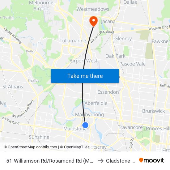 51-Williamson Rd/Rosamond Rd (Maidstone) to Gladstone Park map