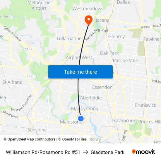 Williamson Rd/Rosamond Rd #51 to Gladstone Park map