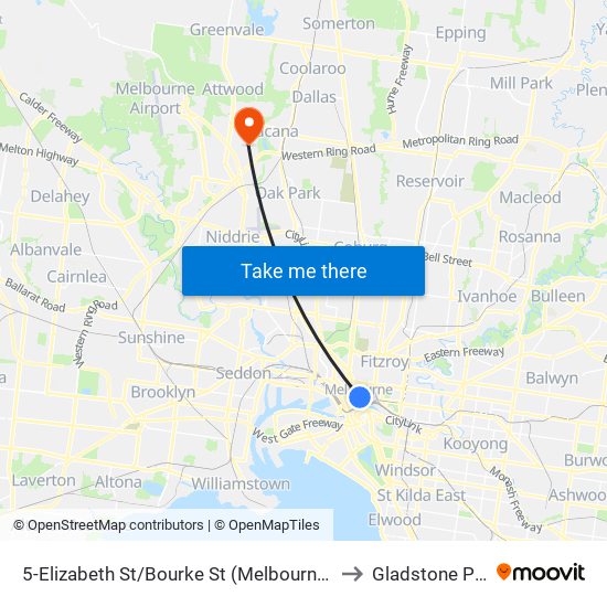 5-Elizabeth St/Bourke St (Melbourne City) to Gladstone Park map