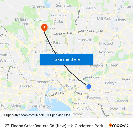 27-Findon Cres/Barkers Rd (Kew) to Gladstone Park map