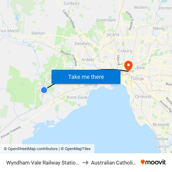 Wyndham Vale Railway Station (Manor Lakes) to Australian Catholic University map