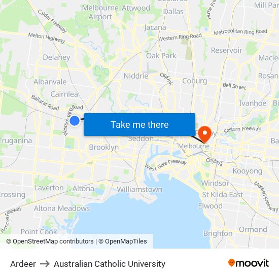 Ardeer to Australian Catholic University map