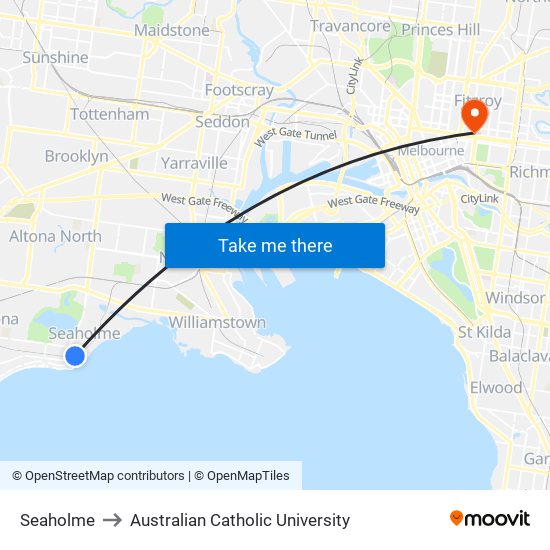 Seaholme to Australian Catholic University map