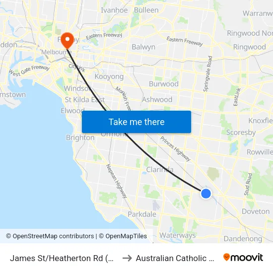James St/Heatherton Rd to Australian Catholic University map