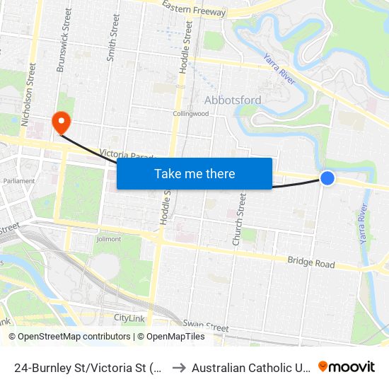 24-Burnley St/Victoria St (Richmond) to Australian Catholic University map