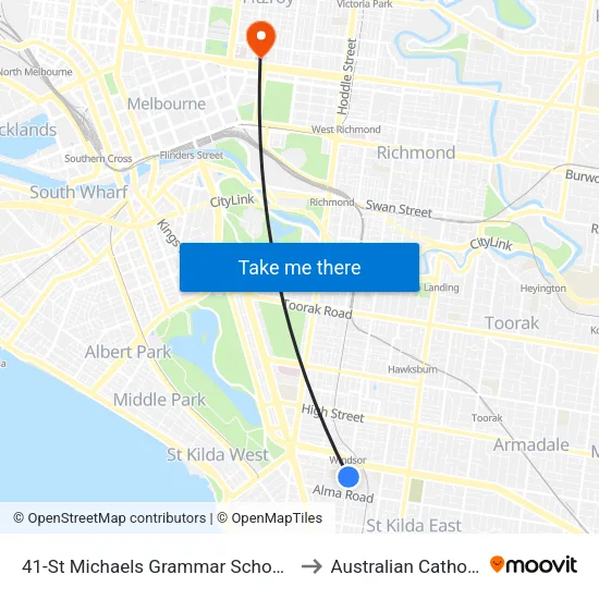 St Michaels Grammar School/Chapel St #41 to Australian Catholic University map