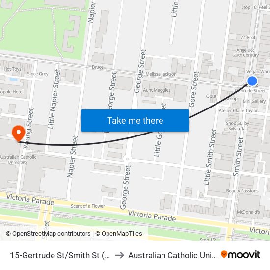 15-Gertrude St/Smith St (Fitzroy) to Australian Catholic University map
