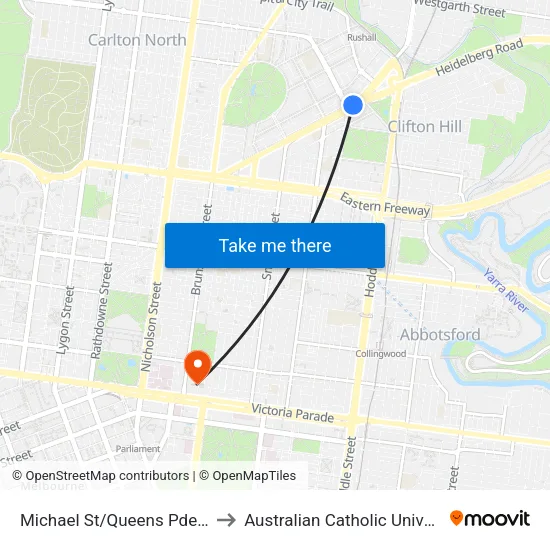 Michael St/Queens Pde #24 to Australian Catholic University map