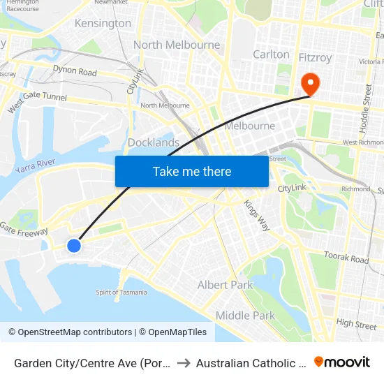 Garden City/Centre Ave to Australian Catholic University map