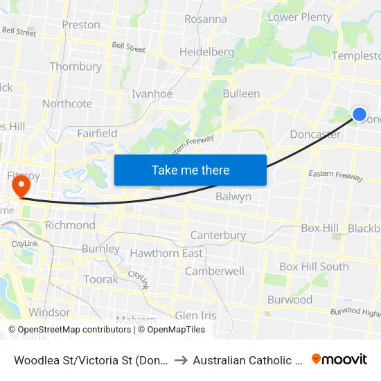Woodlea St/Victoria St to Australian Catholic University map