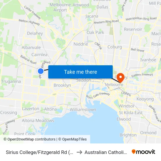 Sirius College/Fitzgerald Rd to Australian Catholic University map