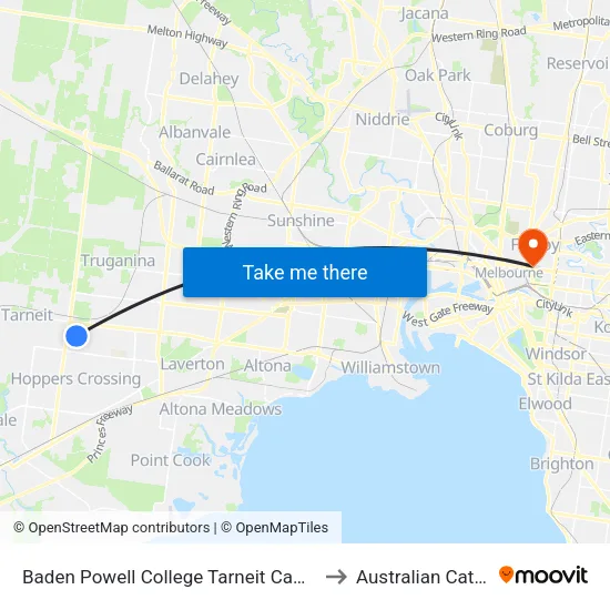 Baden Powell College Tarneit Campus/Baden Powell Dr to Australian Catholic University map