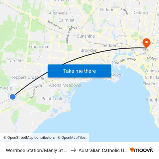 Werribee Station/Manly St to Australian Catholic University map
