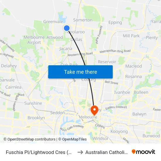 Fuschia Pl/Lightwood Cres to Australian Catholic University map