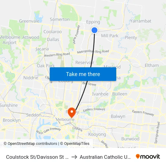 Coulstock St/Davisson St to Australian Catholic University map