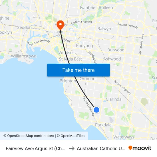 Fairview Ave/Argus St to Australian Catholic University map