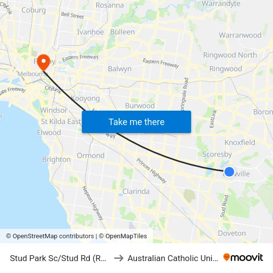 Stud Park Sc/Stud Rd to Australian Catholic University map