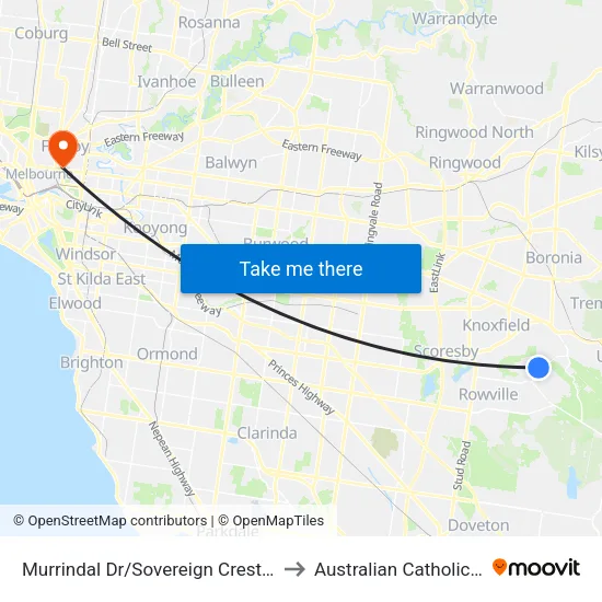 Murrindal Dr/Sovereign Crest Bvd to Australian Catholic University map