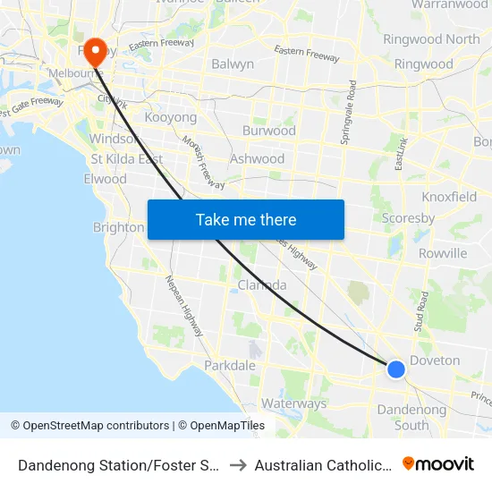 Dandenong Station/Foster St to Australian Catholic University map