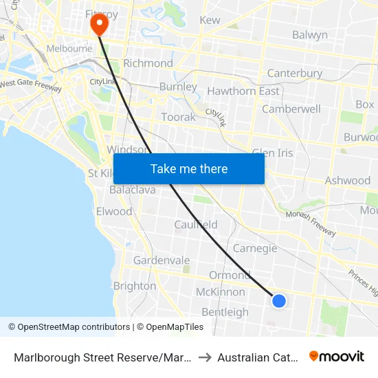 Marlborough Street Reserve/Marlborough St to Australian Catholic University map