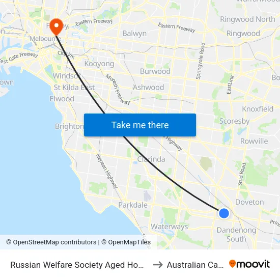 Russian Welfare Society Aged Home/Morwell Ave to Australian Catholic University map