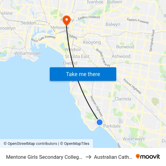 Mentone Girls Secondary College/Charman Rd to Australian Catholic University map
