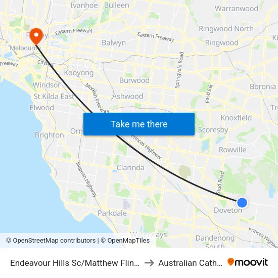 Endeavour Hills Sc/Matthew Flinders Ave to Australian Catholic University map