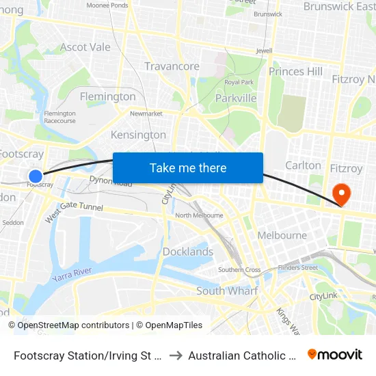 Footscray Station/Irving St to Australian Catholic University map