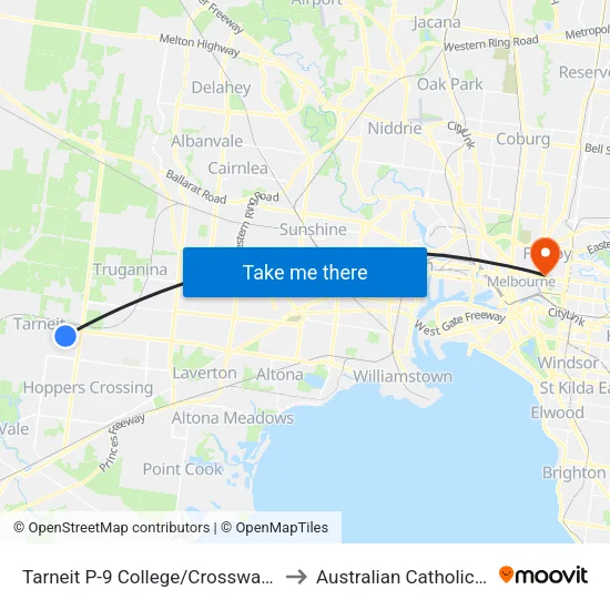 Tarneit P-9 College/Crossway Ave to Australian Catholic University map