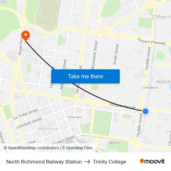 North Richmond Railway Station to Trinity College map